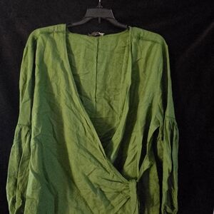 Ashley Stewart Vibrant Green Wrap Blouse